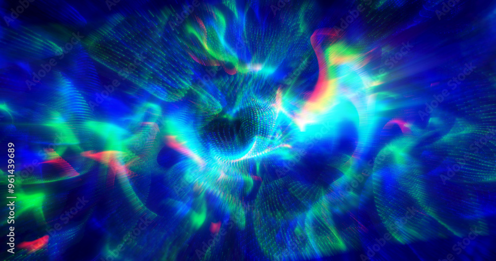 Poster an abstract, ethereal blue and black swirl pattern, creating a sense of mystery and depth, ideal for