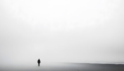 Fototapeta premium A large expanse of blank space with just a tiny dot or small shape in the corner, emphasizing minimalism