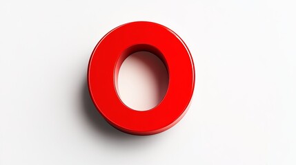 The letter "O" in 3D format, standing alone on a white background, alphabet.