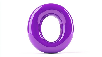 The letter "O" in 3D format, standing alone on a white background, alphabet.