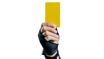 hand holding a yellow card