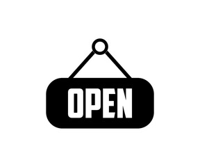 Open signs hanging icon. Open board symbol hanging in shop, restaurant  illustration on transparent background PNG. 
