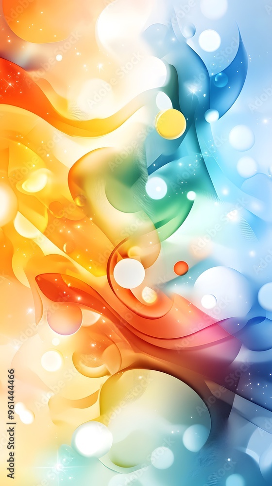 Poster abstract colorful swirls with light effects.