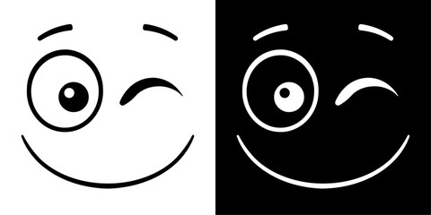 ofvs713 OutlineFilledVectorSign ofvs - cartoon face vector icon . winking with one eye sign . isolated transparent . outline and filled version . AI 10 / EPS / PNG . g12059