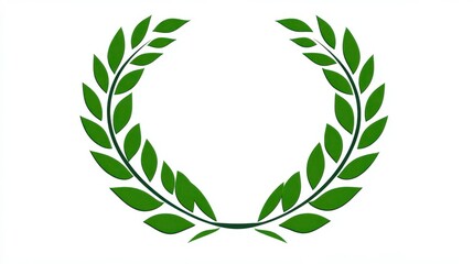Laurel Wreath Icon on White Background - Elegant Green Design for Awards and Events