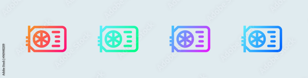 Poster graphic card line icon in gradient colors. processor signs vector illustration.