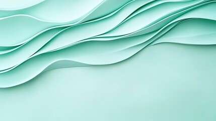 Fototapeta premium Stylish mint wave pattern featuring smooth and flowing curves for a modern background and design elements.