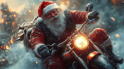 Santa Claus on a Motorcycle - Christmas Banner © S-DESIGN