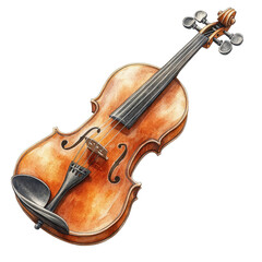 Fototapeta premium A beautifully crafted violin showcasing rich wood tones and intricate details, perfect for music enthusiasts and artists.