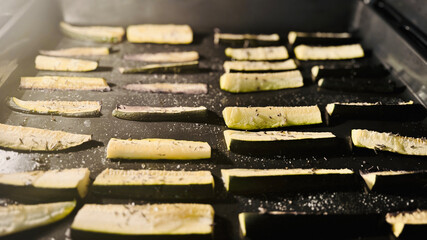 Baked zucchini with spices. Healthy recipe.

