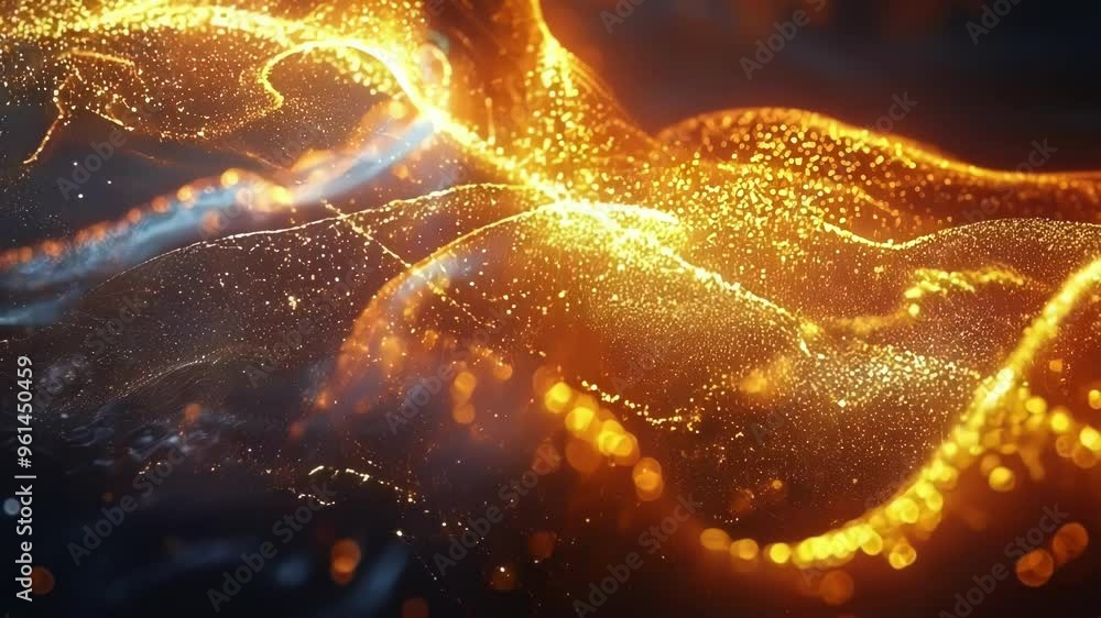 Poster glowing particles form a tree shape with roots, creating a magical atmosphere. ideal for growth, nat