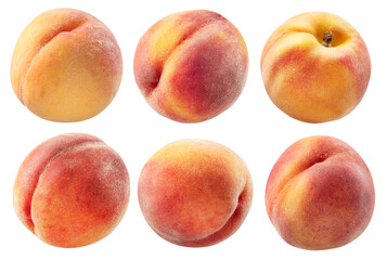 Set of ripe peaches on white background. File contains clipping paths.