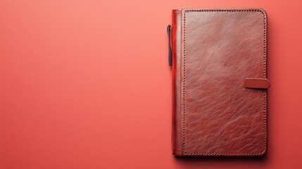 Personalized leather-bound journal with name embossing, elegant stationery, 3D illustration