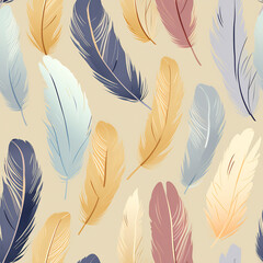 Whimsical Feather Fabric Print