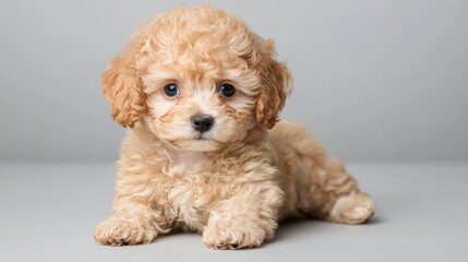 Adorable Golden Toy Poodle Puppy Dog Pet Portrait