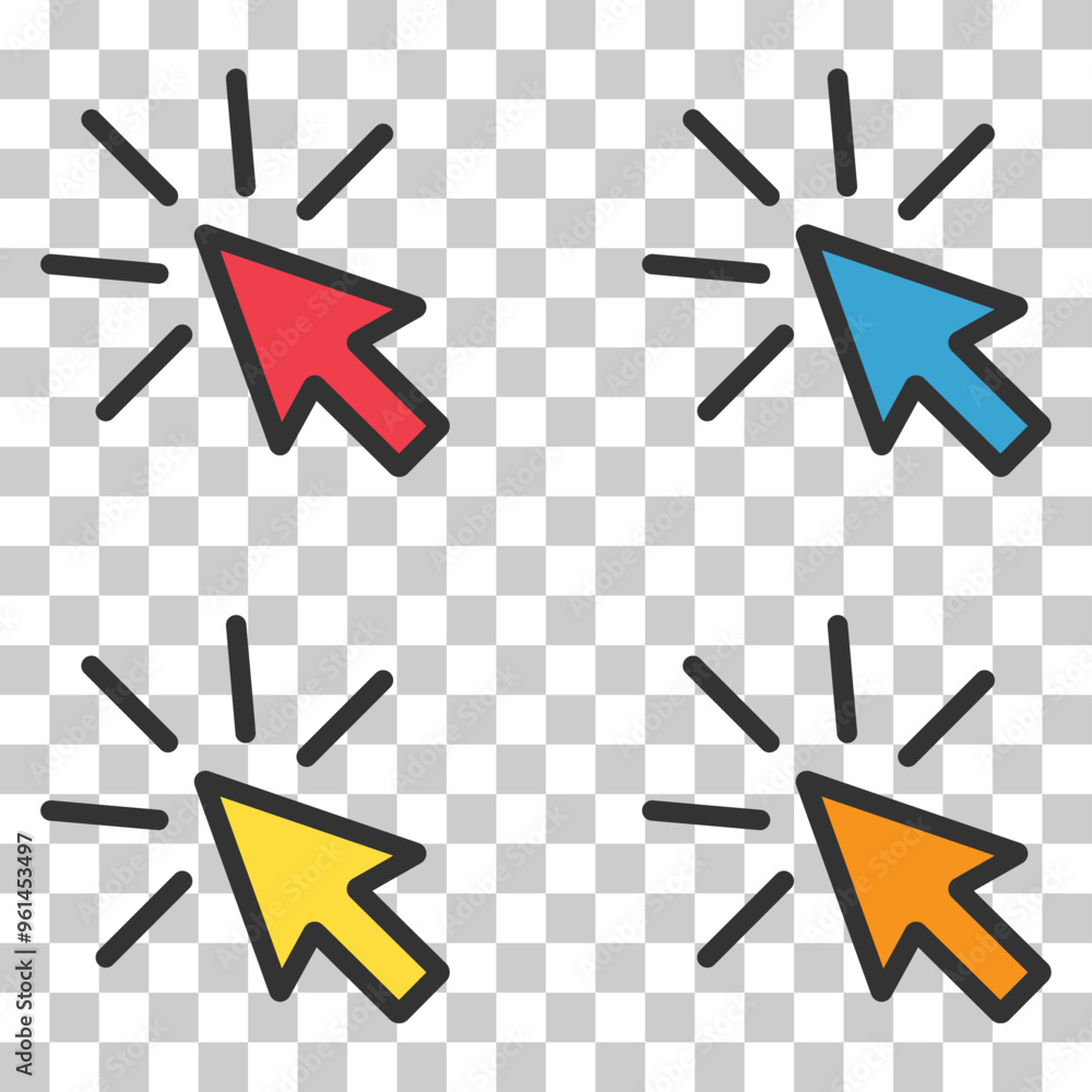 Aufkleber set of click arrow mouse icon, web button cursor. digital design vector illustration