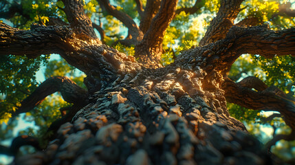 Fototapeta premium Sunlight Through Tree Bark - 3D Illustration