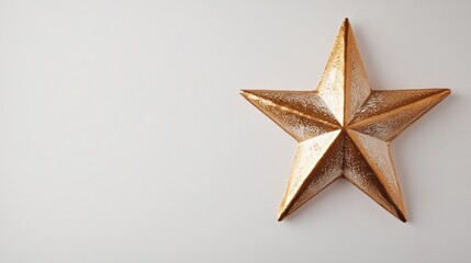 Obraz premium Golden star symbol centered on clean white background - elegant design concept