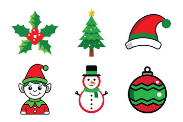 santa claus and christmas icon set