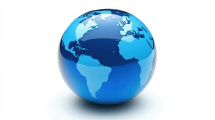 Blue Globe Symbol on White Background - Global Representation Concept Icon Large Size