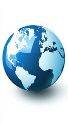 Fototapeta premium Blue Globe Symbol on White Background - Global Icon Illustration for Website or Presentation