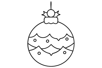 Merry Christmas decoration. Continuous one line art. Holiday greeting card Christmas ball, star and tinsel. Vector illustration