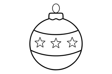 Merry Christmas decoration. Continuous one line art. Holiday greeting card Christmas ball, star and tinsel. Vector illustration