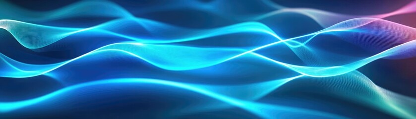 Obraz premium A vibrant, flowing wave background featuring shades of blue and aqua, ideal for abstract designs and modern digital projects.