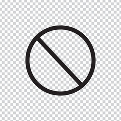 Prohibited circle icon with bold lines, symbolizing restriction or no entry.
