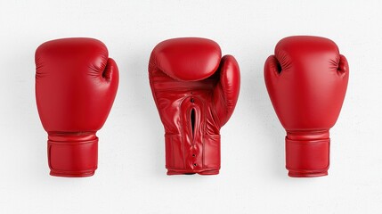 Red Boxing Gloves Isolated on White Background