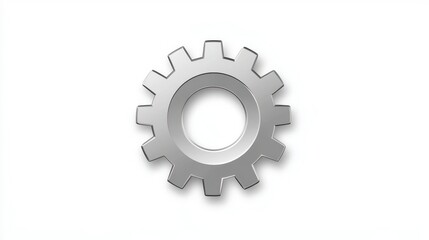 Silver Gear Icon on White Background for Mechanic Workshops - Industrial Equipment Illustration