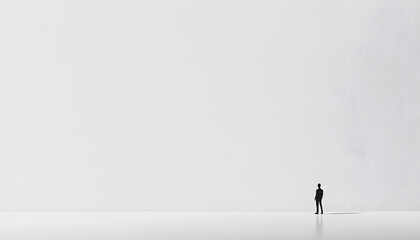 A large expanse of blank space with just a tiny dot or small shape in the corner, emphasizing minimalism