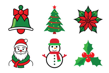 set of christmas elements
