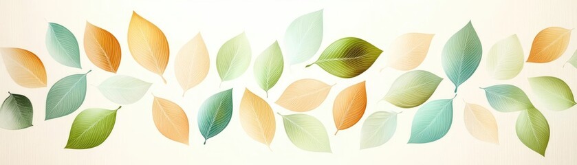 Colorful leaves in soft hues create a serene and natural backdrop, ideal for seasonal or nature-themed projects.