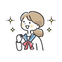 ガッツポーズする学生　笑顔