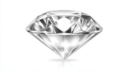 "Diamond Icon in Silver on White Background Representing Luxury and Elegance"