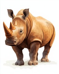 Obraz premium A beautiful illustration of a rhinoceros showcasing its unique features and majestic presence in a serene background.
