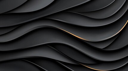 Obraz premium Elegant black waves with a hint of gold create a modern and stylish background, ideal for design and artistic projects.
