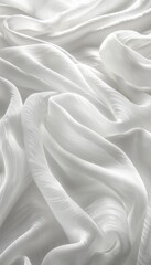 Abstract Background with White Delicate Chiffon Fabric, Soft Texture and Natural Light.