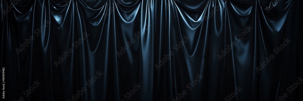 Poster a close-up of a luxurious black velvet curtain with soft, flowing folds, creating a dramatic and ele