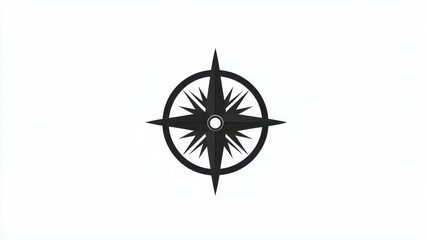 Obraz premium Black compass icon on white background for navigation and exploration purposes