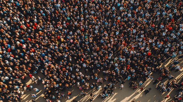 Aerial View of a Crowd of People