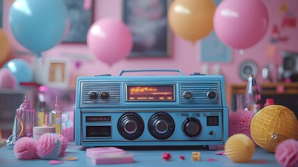 90s Party Scene vintage Retro Decorations Nostalgic Vibe