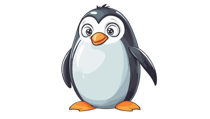 Obraz premium cartoon penguin, isolated on white background , transparent vector style flat color png image 