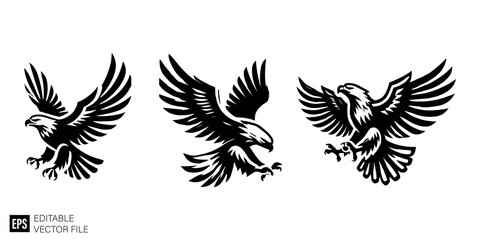 eagle illustration graphic design black and white vector clip art silhouette