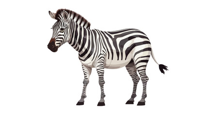 Fototapeta premium zebra, isolated on white background , transparent vector style flat color png image 