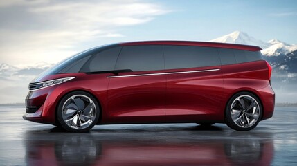 Fototapeta premium Futuristic concept of an electric minivan