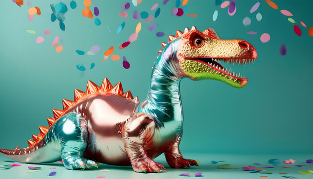 dinosaurier, ballon, helium, neu, foil, 3d, close up, tier, cartoons, s&uuml;ss, foto, studio, atelier, pastel, bunt, kinder, geburtstag, einladung, party, feier, feiern, alligator, spielsachen, baby, ad, 