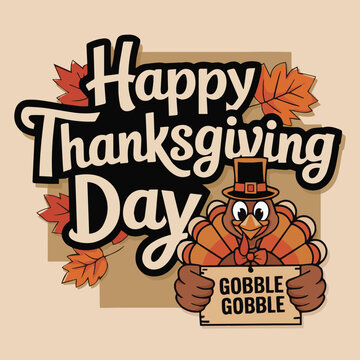 Happy thanksgiving typography post banner vector design