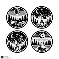 Naklejka premium mountain scene illustration graphic design black and white vector clip art silhouette